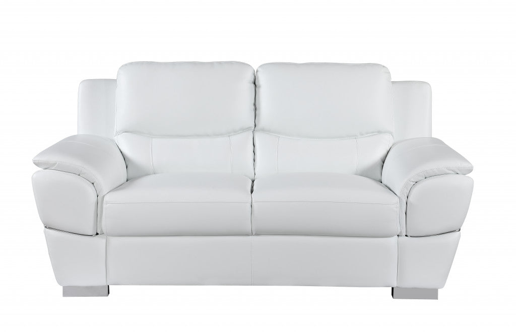 Chic White Leather Sofa Set