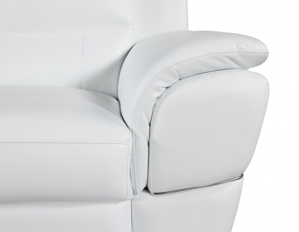 37" Chic White Leather Sofa