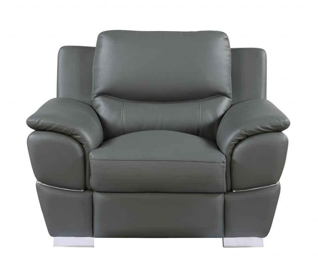 Three Piece Gray Leather Match Six Person Seating Set