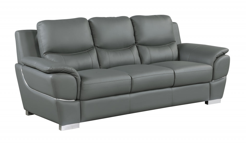 37" Chic Grey Leather Sofa