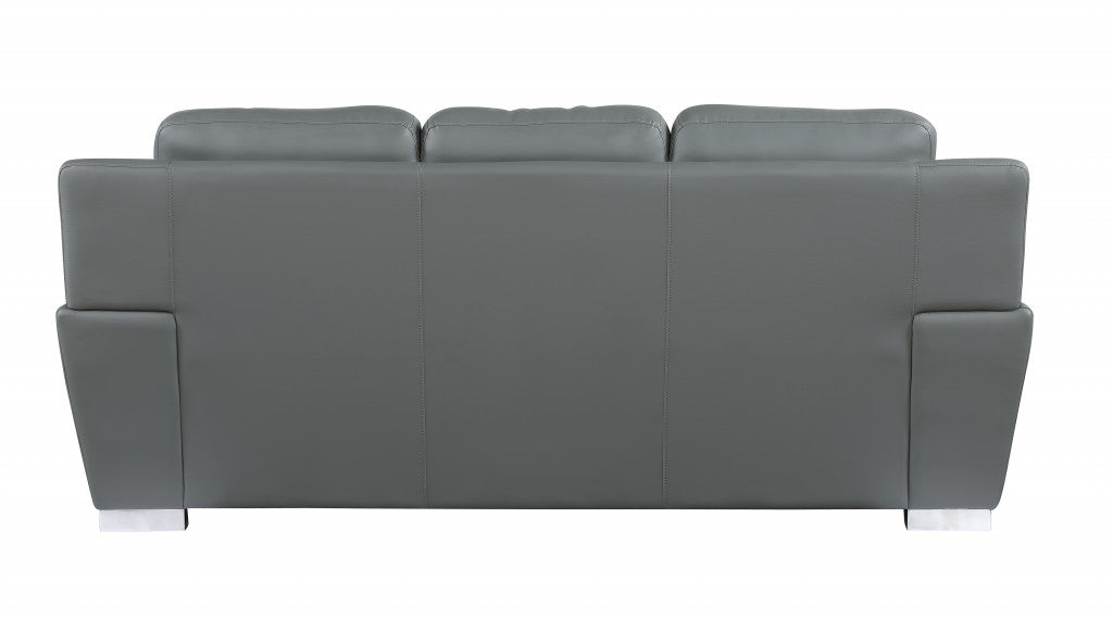 37" Chic Grey Leather Sofa