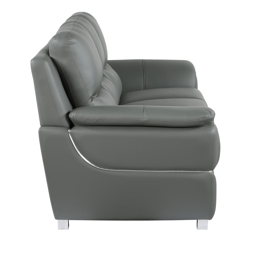 37" Chic Grey Leather Loveseat