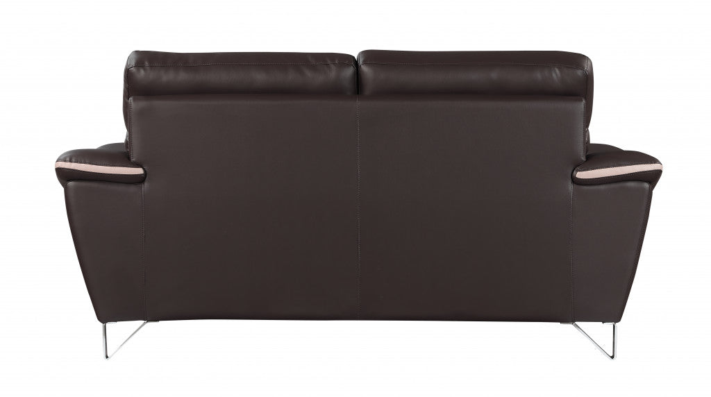 36" Contemporary Brown Leather Loveseat