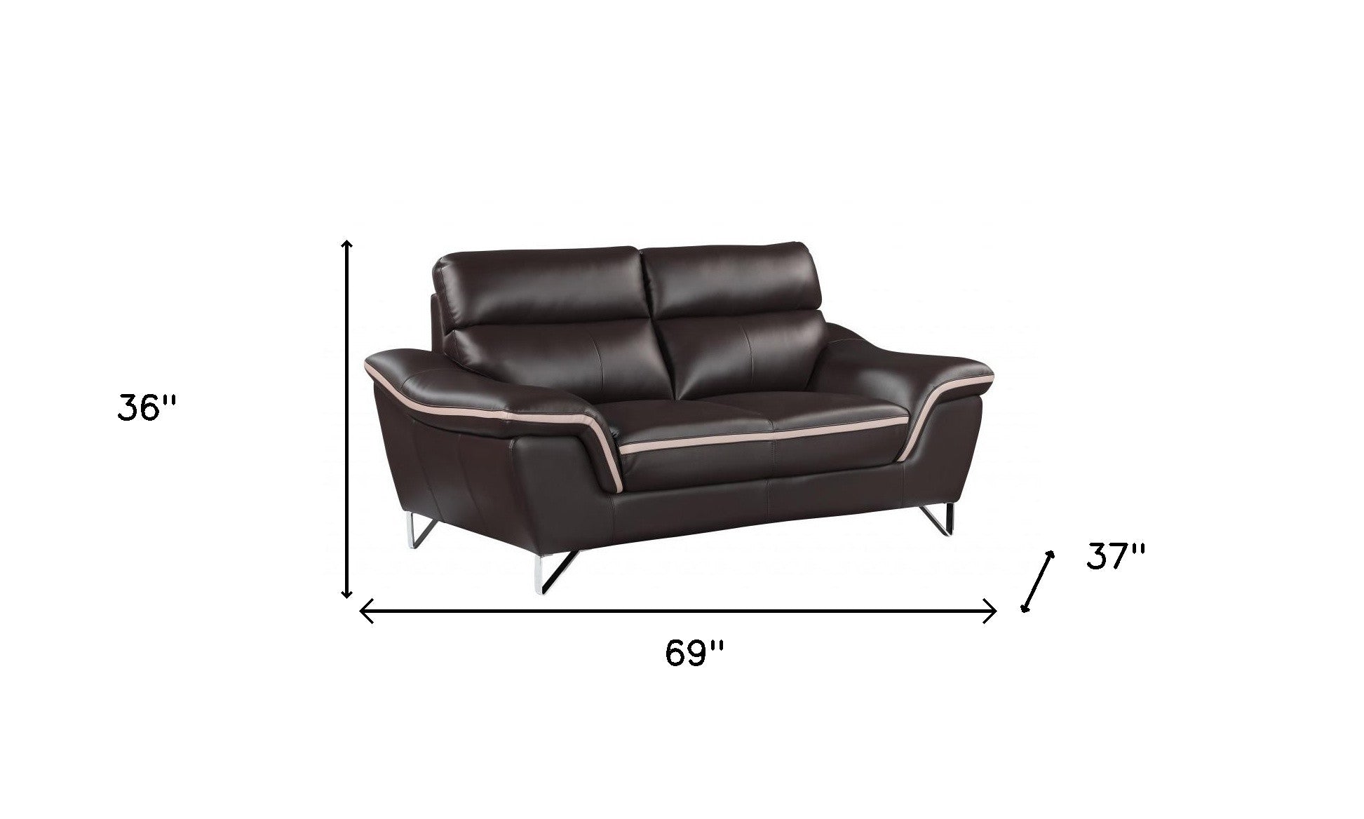 36" Contemporary Brown Leather Loveseat