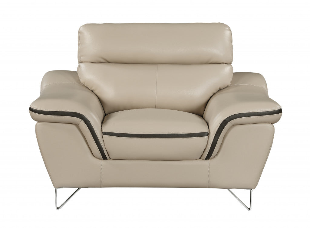 108" Charming Beige Leather Sofa Set