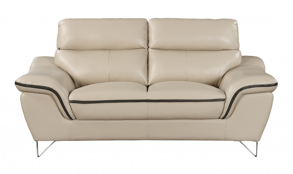 108" Charming Beige Leather Sofa Set