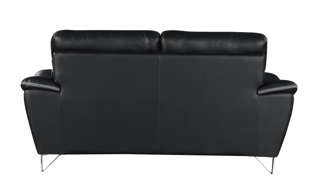 36" Contemporary Black Leather Loveseat