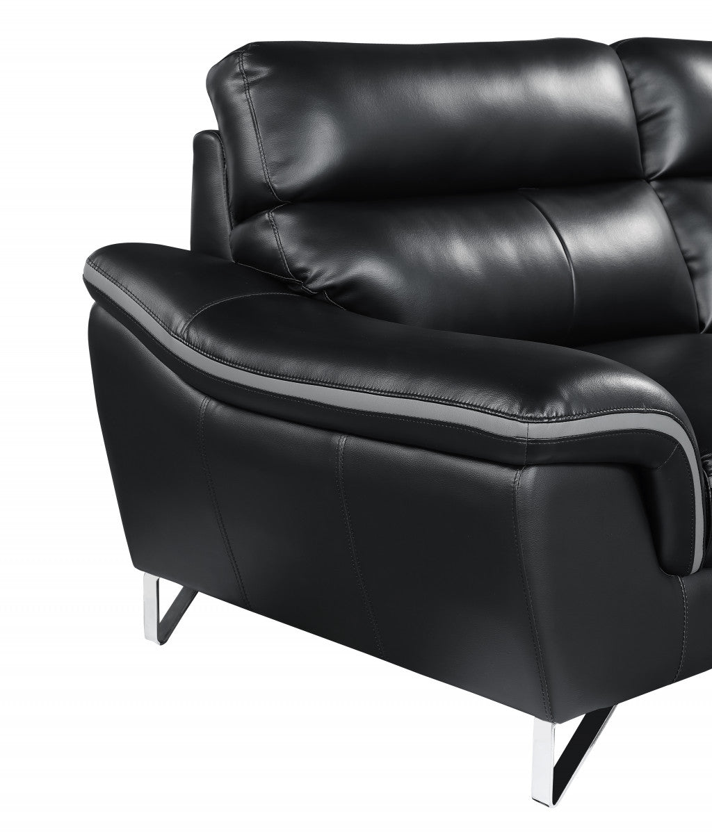 36" Contemporary Black Leather Loveseat