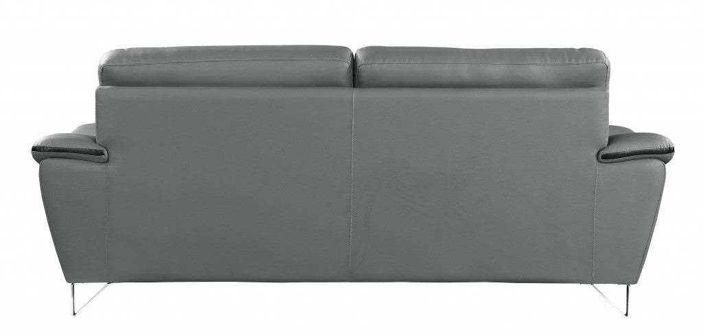 36" Contemporary Grey Leather Loveseat