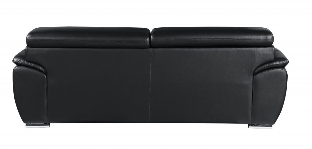 86" Captivating Black Leather Sofa