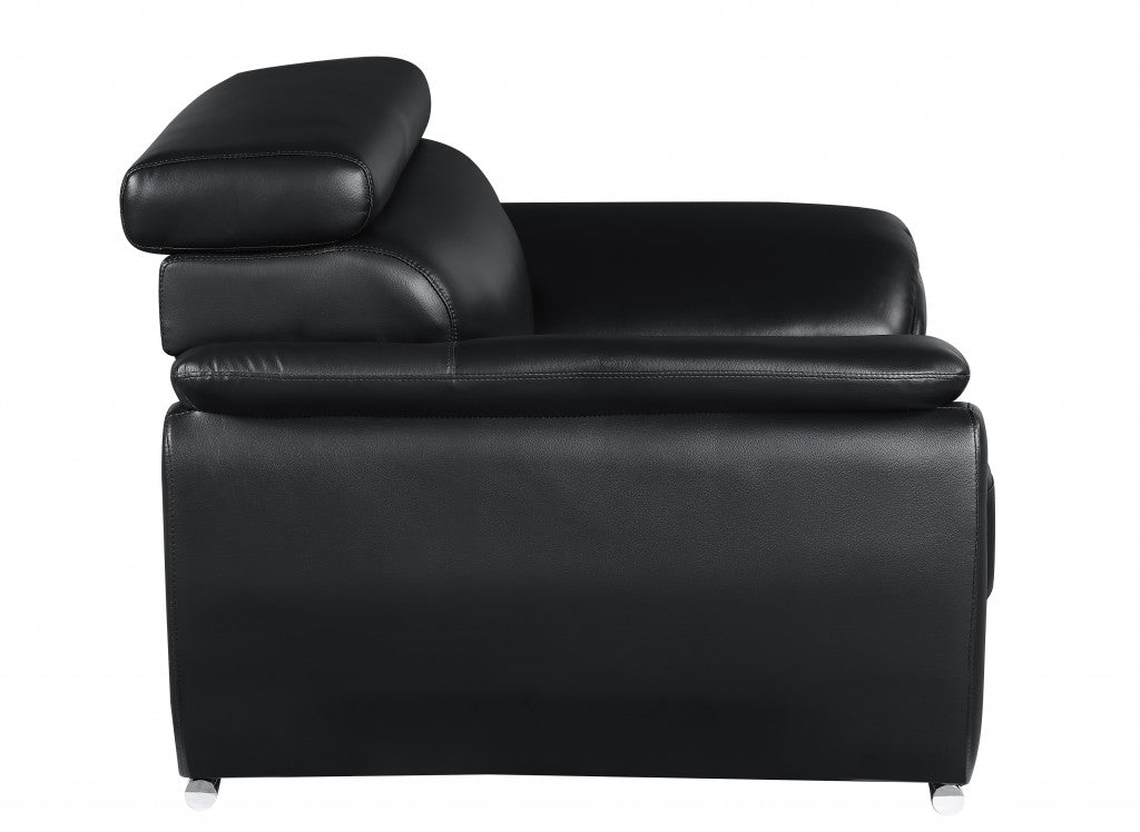 86" Captivating Black Leather Sofa