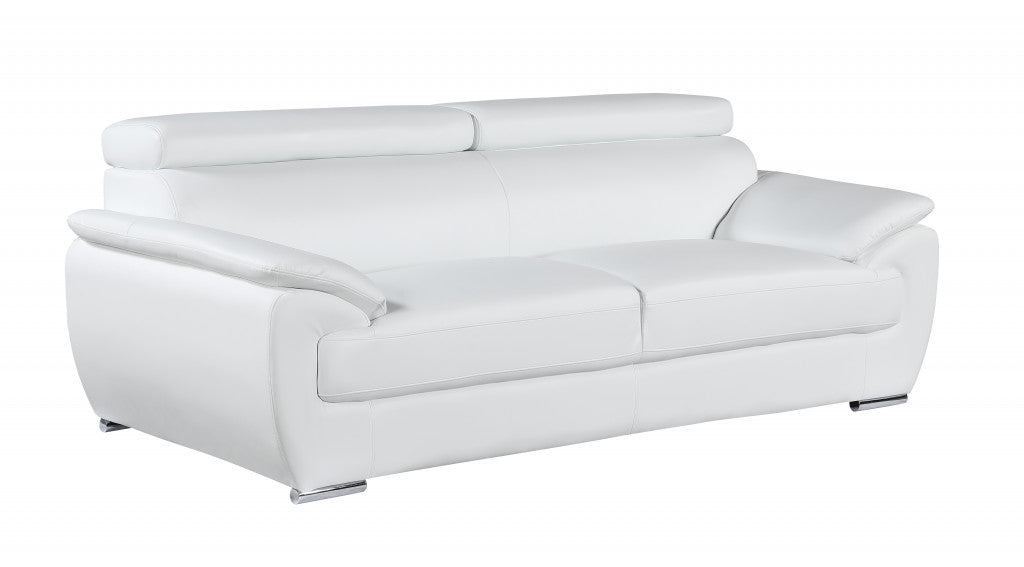 86" Captivating White Leather Sofa