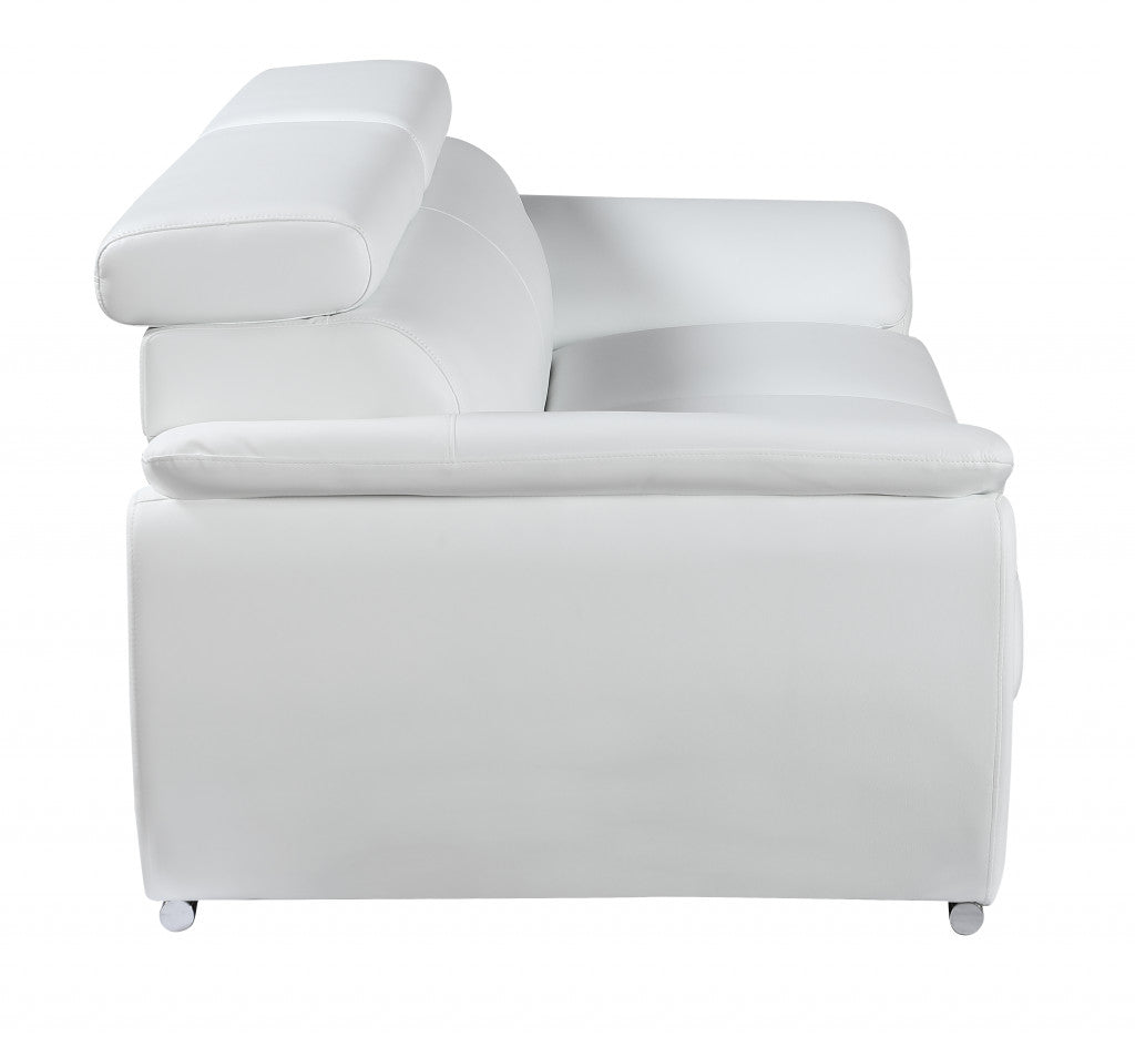 86" Captivating White Leather Sofa