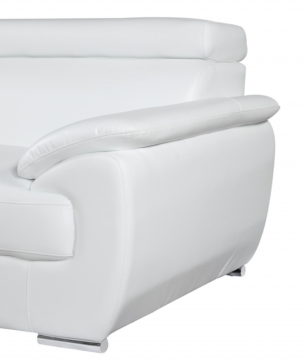 86" Captivating White Leather Sofa