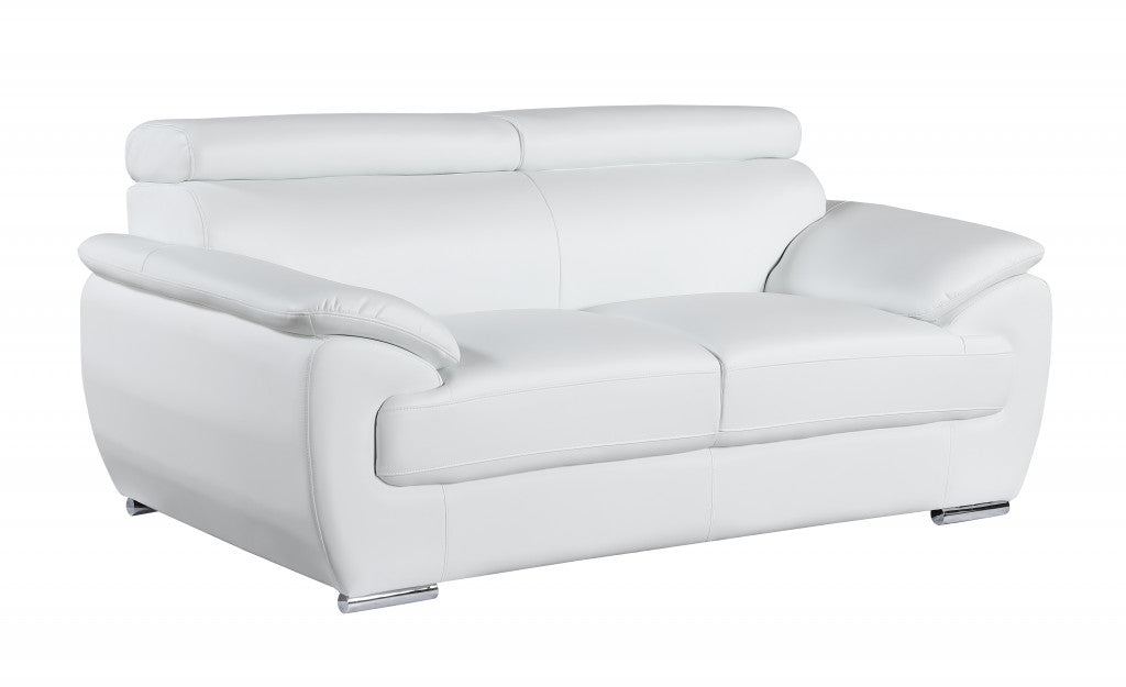 32" To 38" Captivating White Leather Loveseat