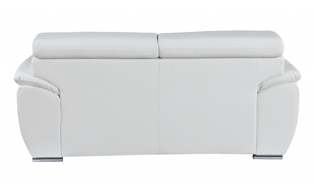 32" To 38" Captivating White Leather Loveseat