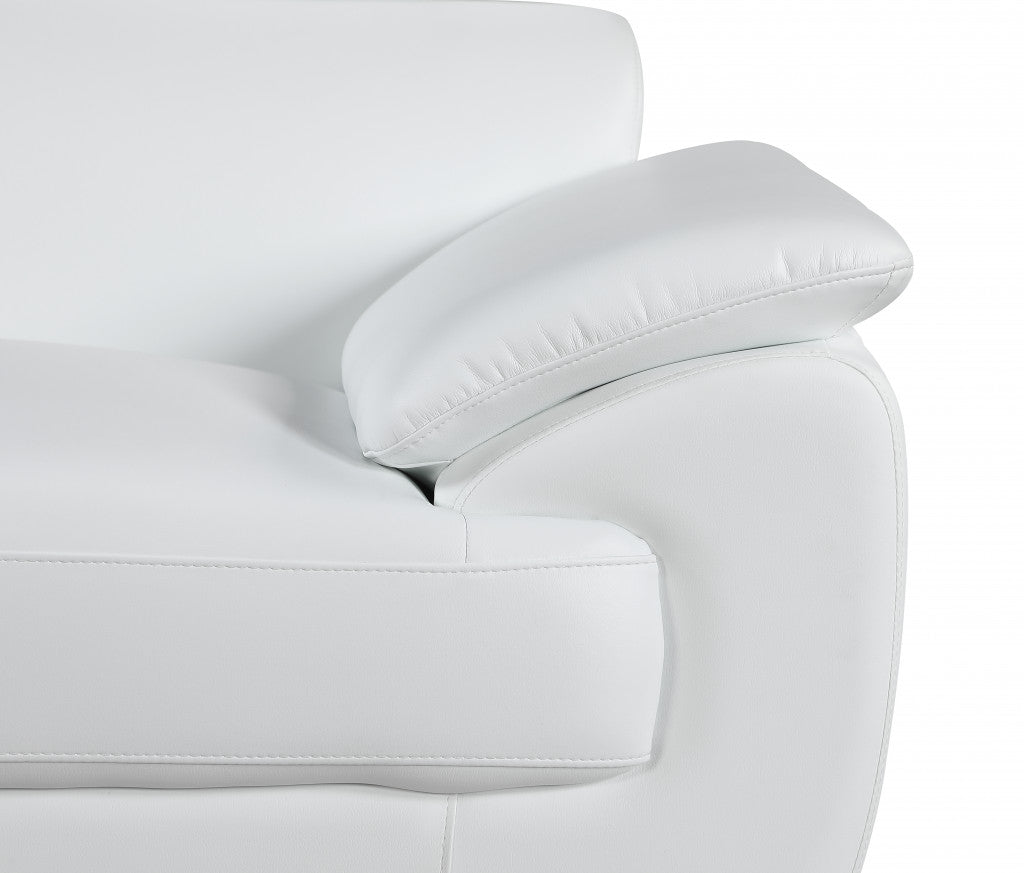 32" To 38" Captivating White Leather Loveseat