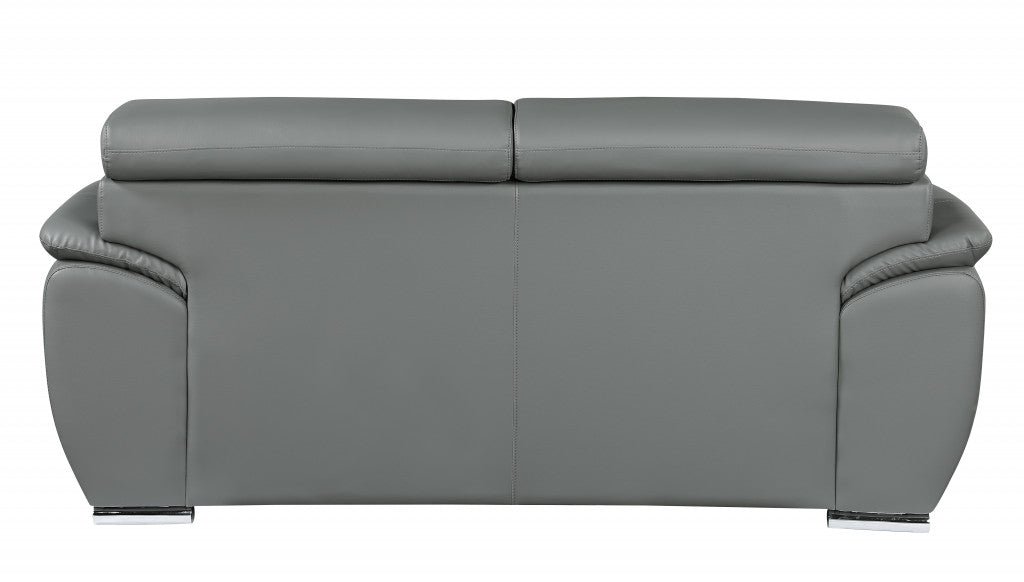 32" To 38" Captivating Gray Leather Loveseat