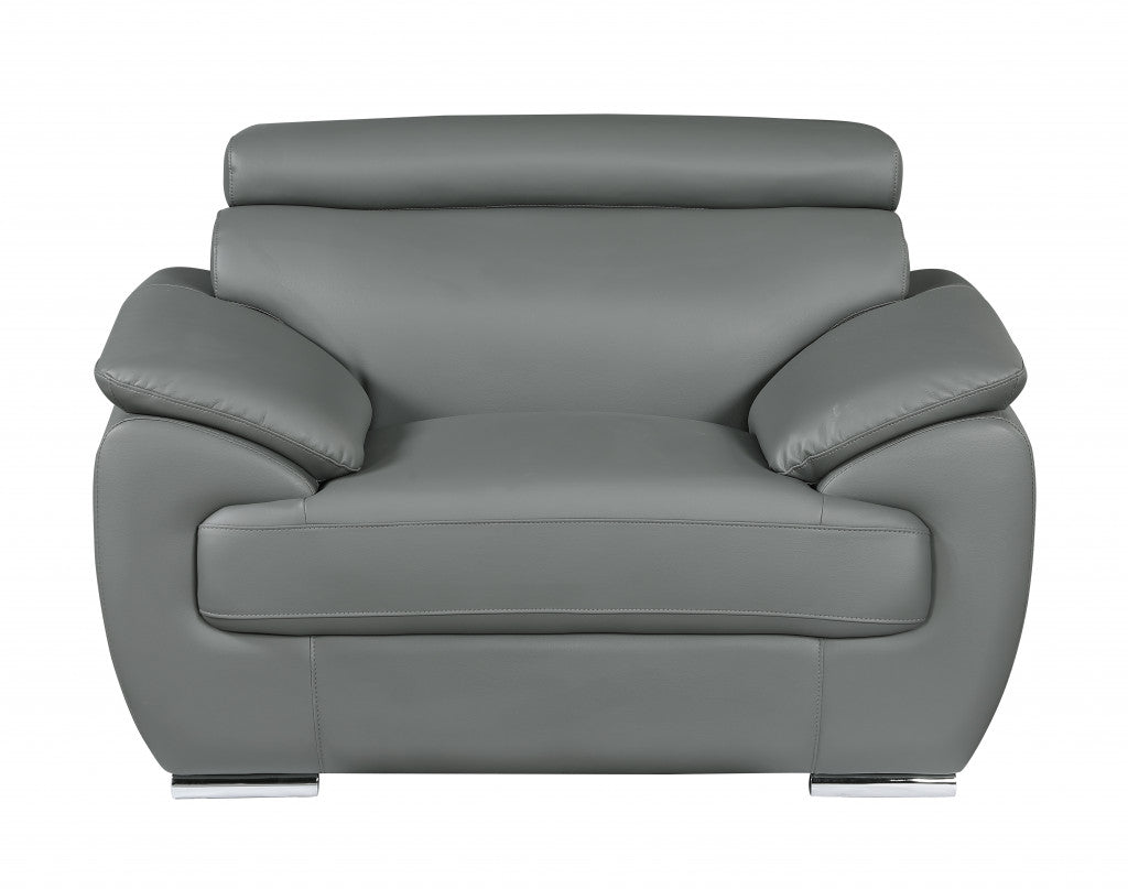 32" To 38" Grey Captivating Leather Chair