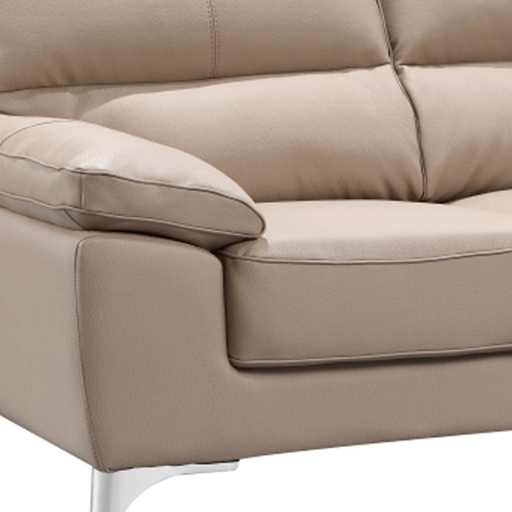 37" Classy Beige Leather Loveseat