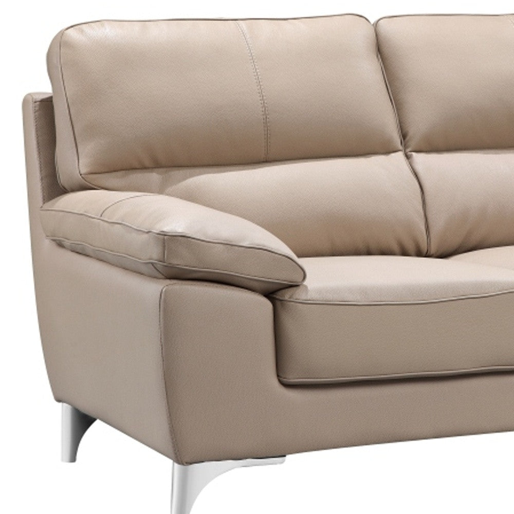 37" Classy Beige Leather Loveseat