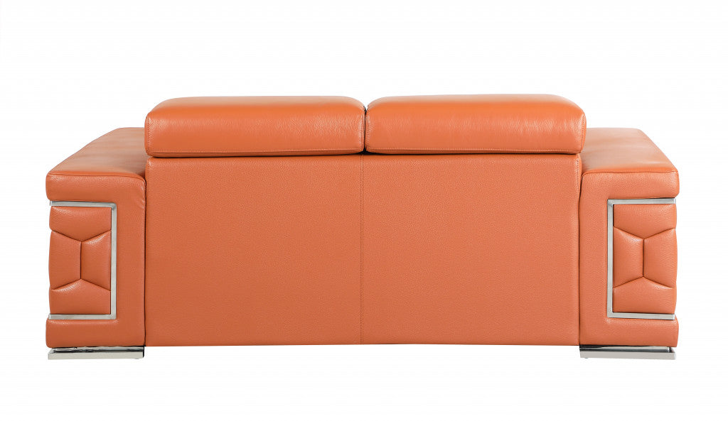 71" Sturdy Camel Leather Loveseat