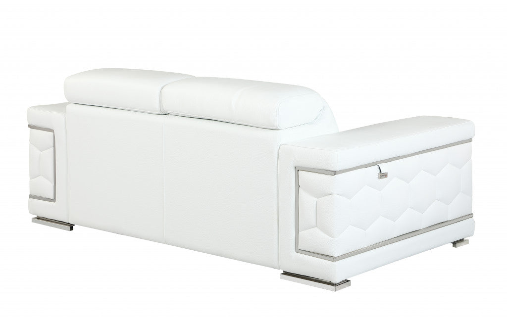 71" Sturdy White Leather Loveseat