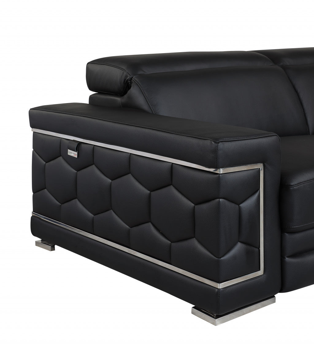 71" Sturdy Black Leather Loveseat