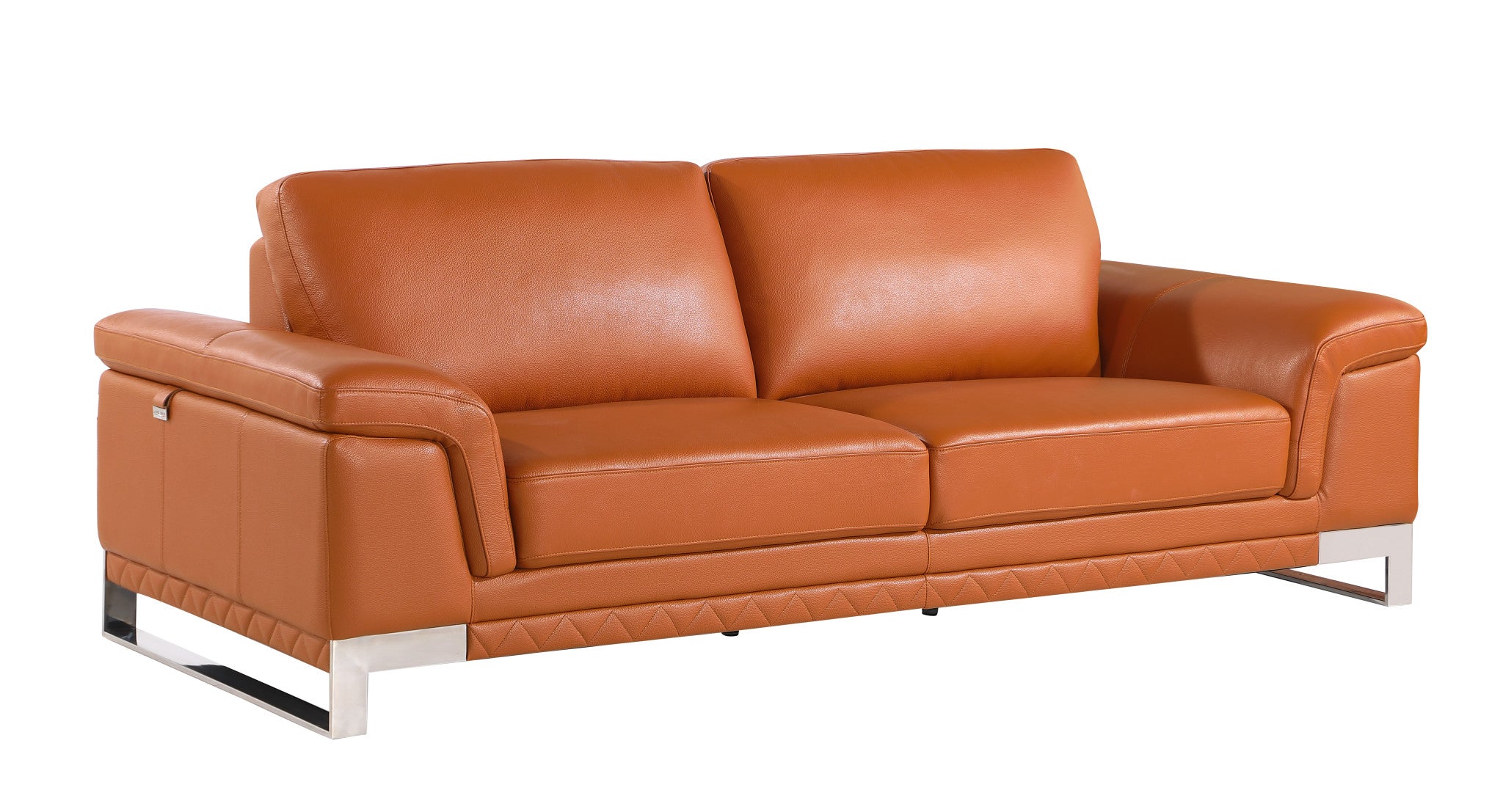 96" Lovely Camel Leather Sofa Set