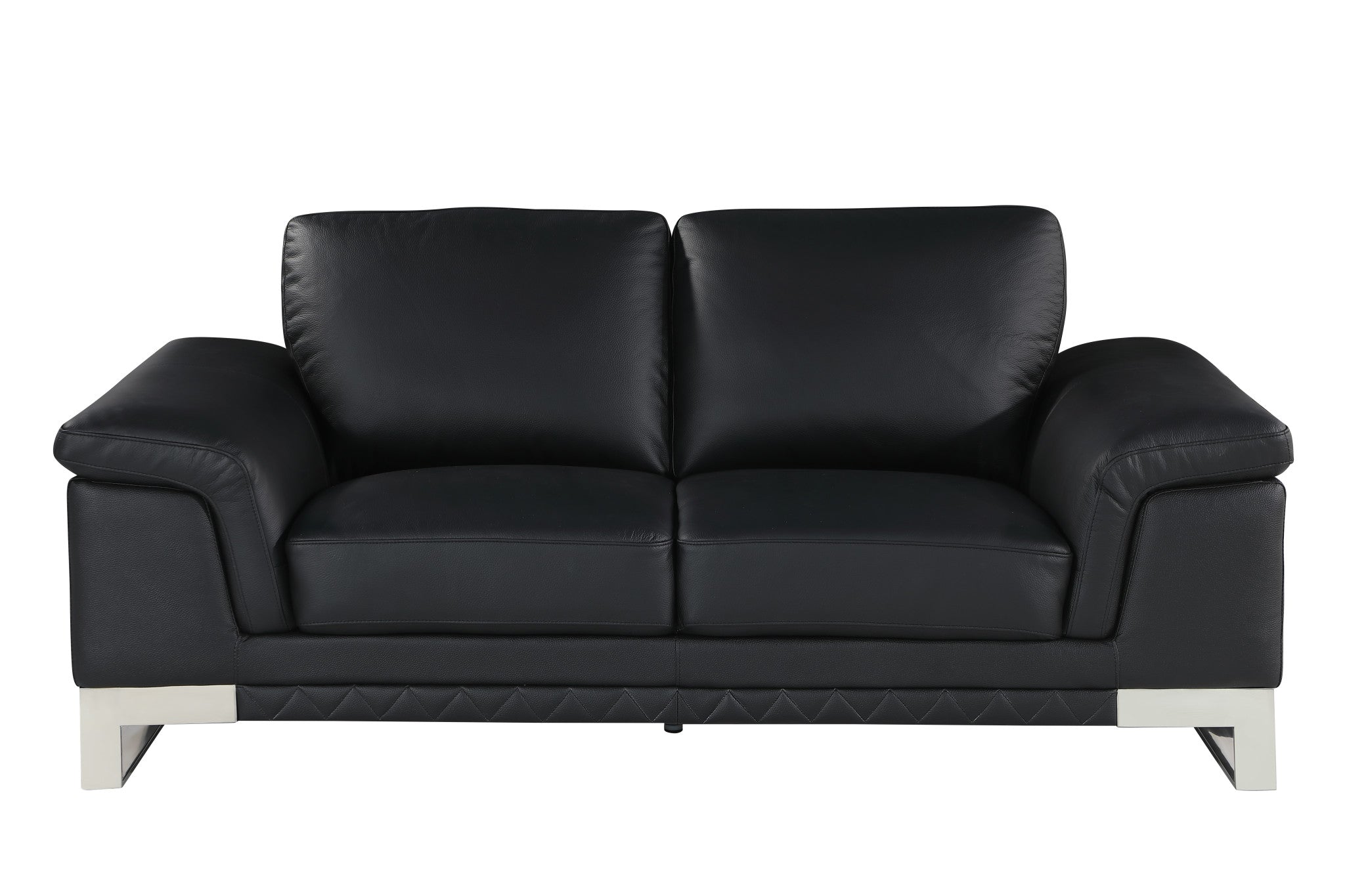 96" Lovely Black Leather Sofa Set