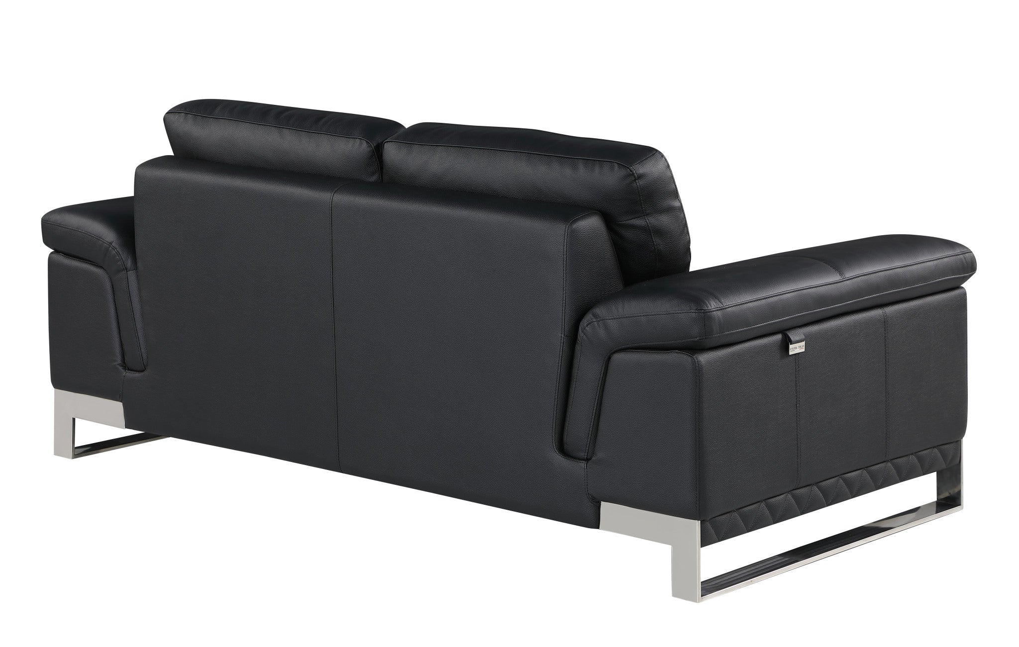 96" Lovely Black Leather Sofa Set