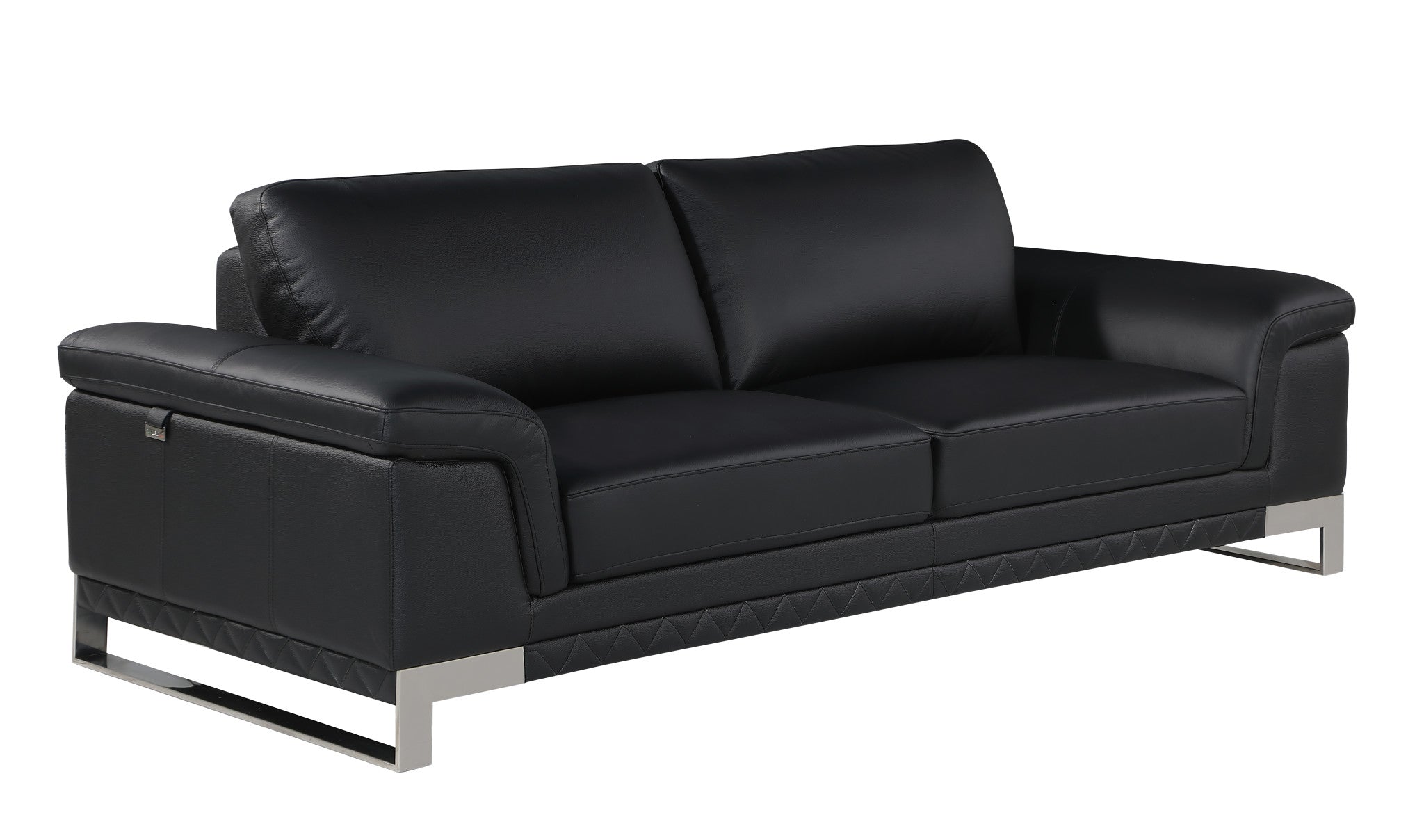 96" Lovely Black Leather Sofa Set