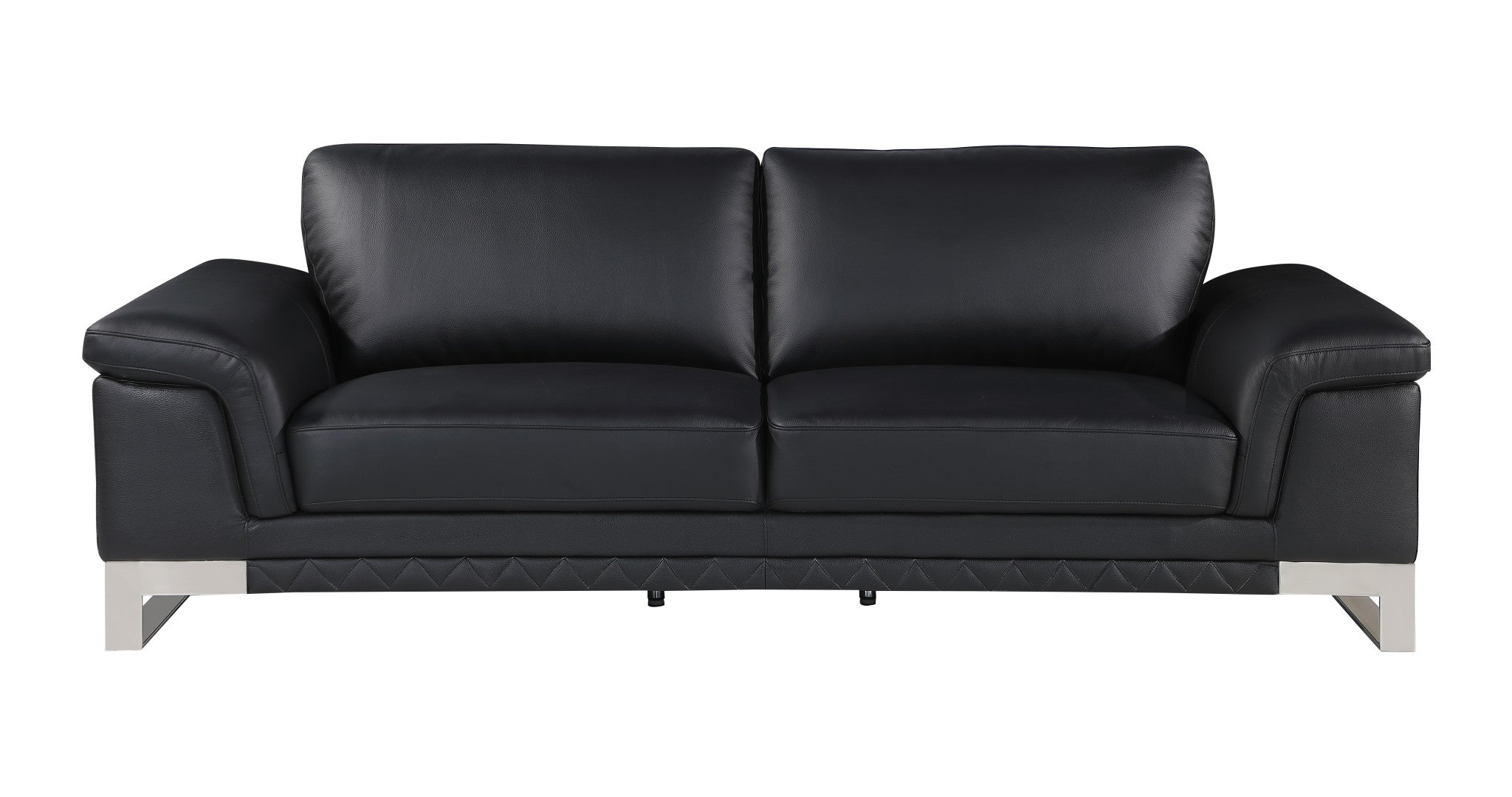 96" Lovely Black Leather Sofa Set