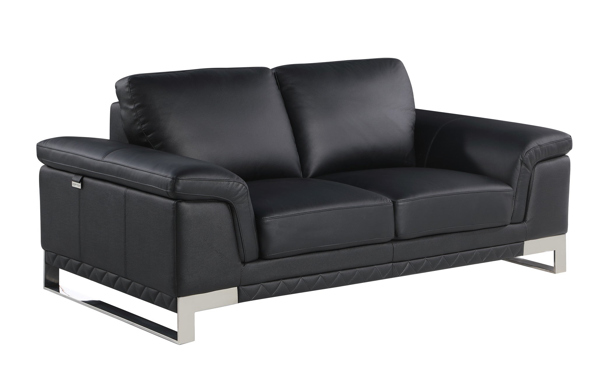 32" Lovely Black Leather Loveseat