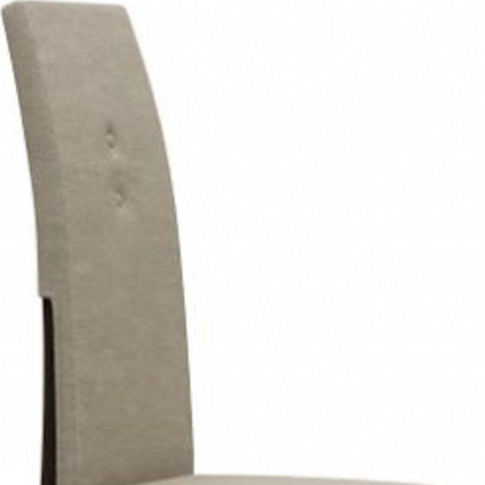 Set of Two Gray and Espresso Upholstered Microfiber Ladder Back Side Chairs