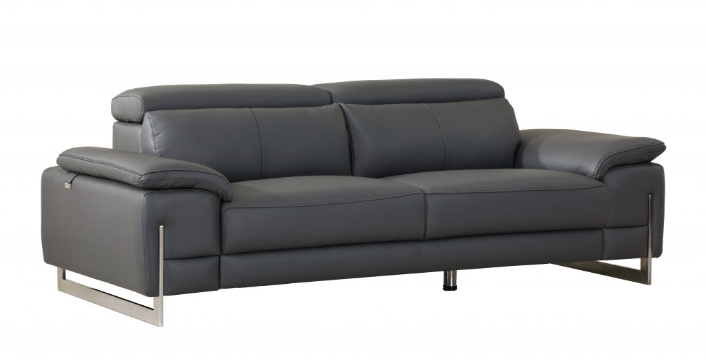 31" Tasteful Dark Grey Leather Sofa