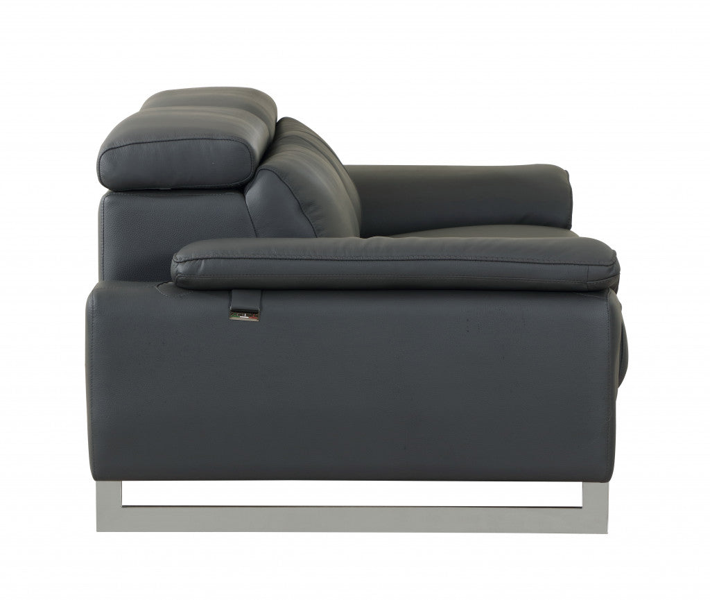 31" Tasteful Dark Grey Leather Sofa