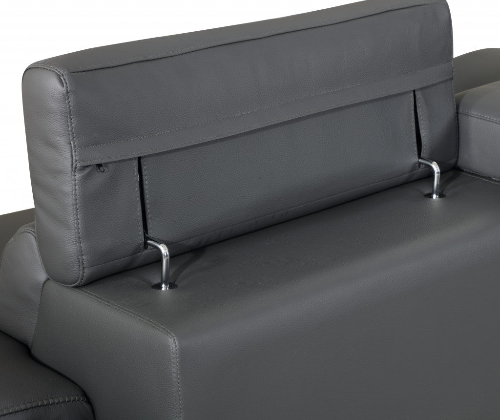 31" Tasteful Dark Grey Leather Sofa