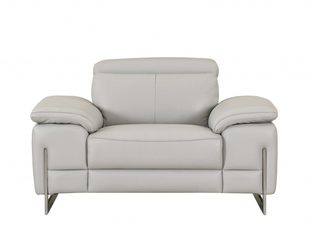 93" Tasteful Light Grey Leather Sofa Set