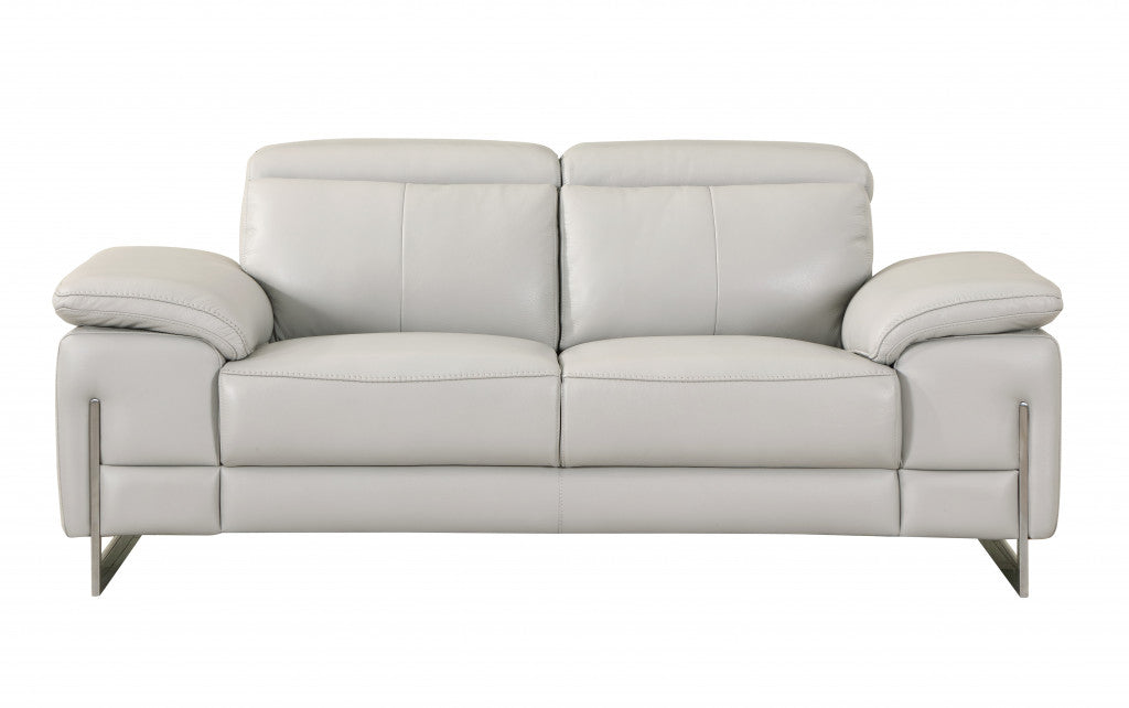 93" Tasteful Light Grey Leather Sofa Set