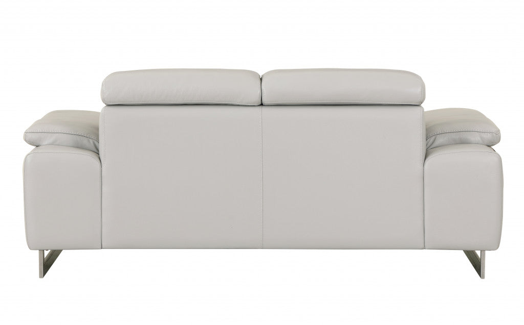 93" Tasteful Light Grey Leather Sofa Set