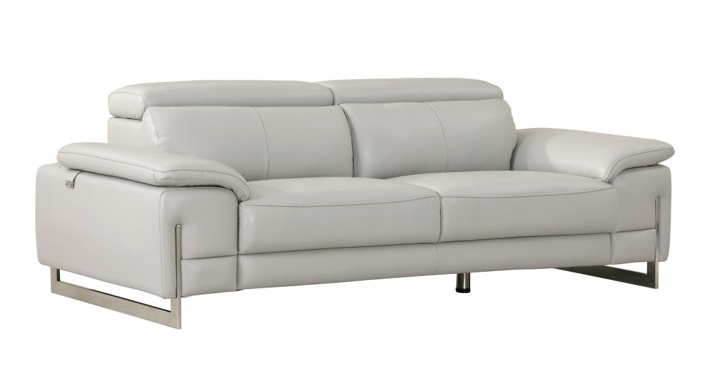 31" Tasteful Light Grey Leather Sofa