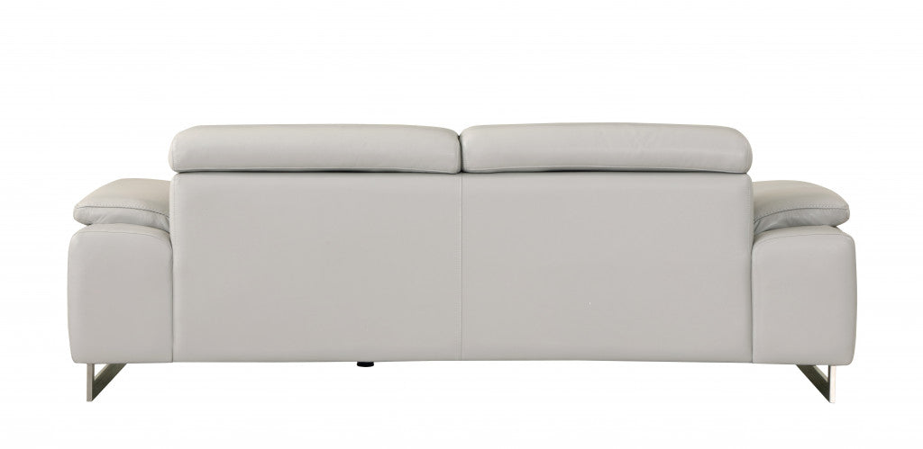 31" Tasteful Light Grey Leather Sofa