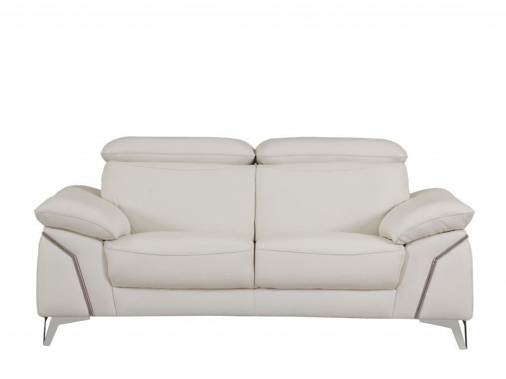 93" White Leather Sofa Set