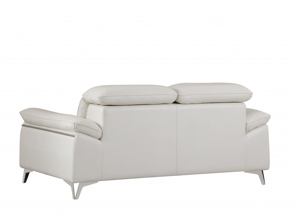 31" Fashionable White Leather Loveseat