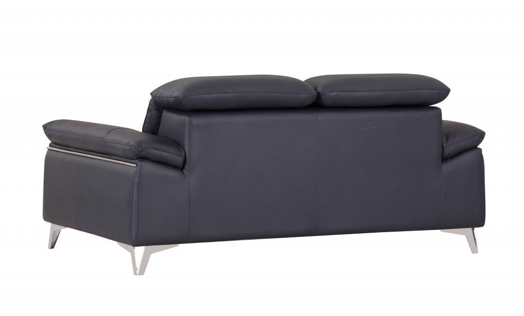 31" Navy Blue Genuine Italian Leather Loveseat