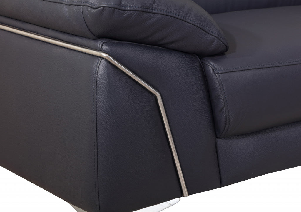 31" Navy Blue Genuine Italian Leather Loveseat