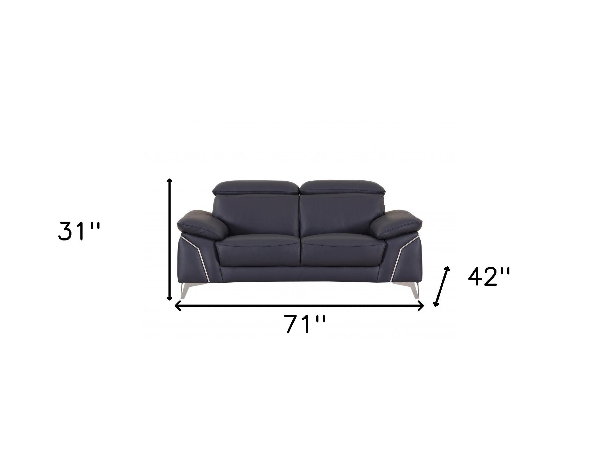 31" Navy Blue Genuine Italian Leather Loveseat