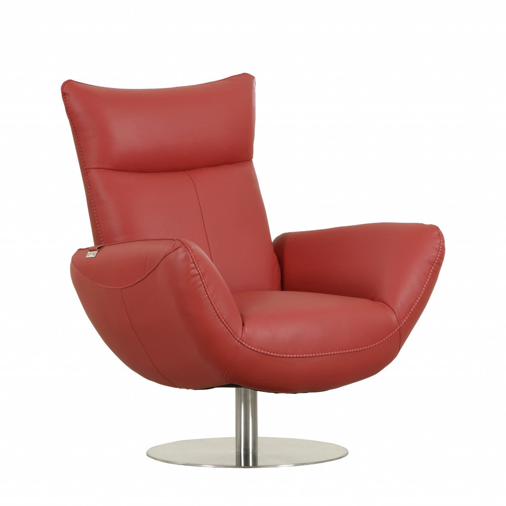 43" Red Contemporary Leather Lounge Chair