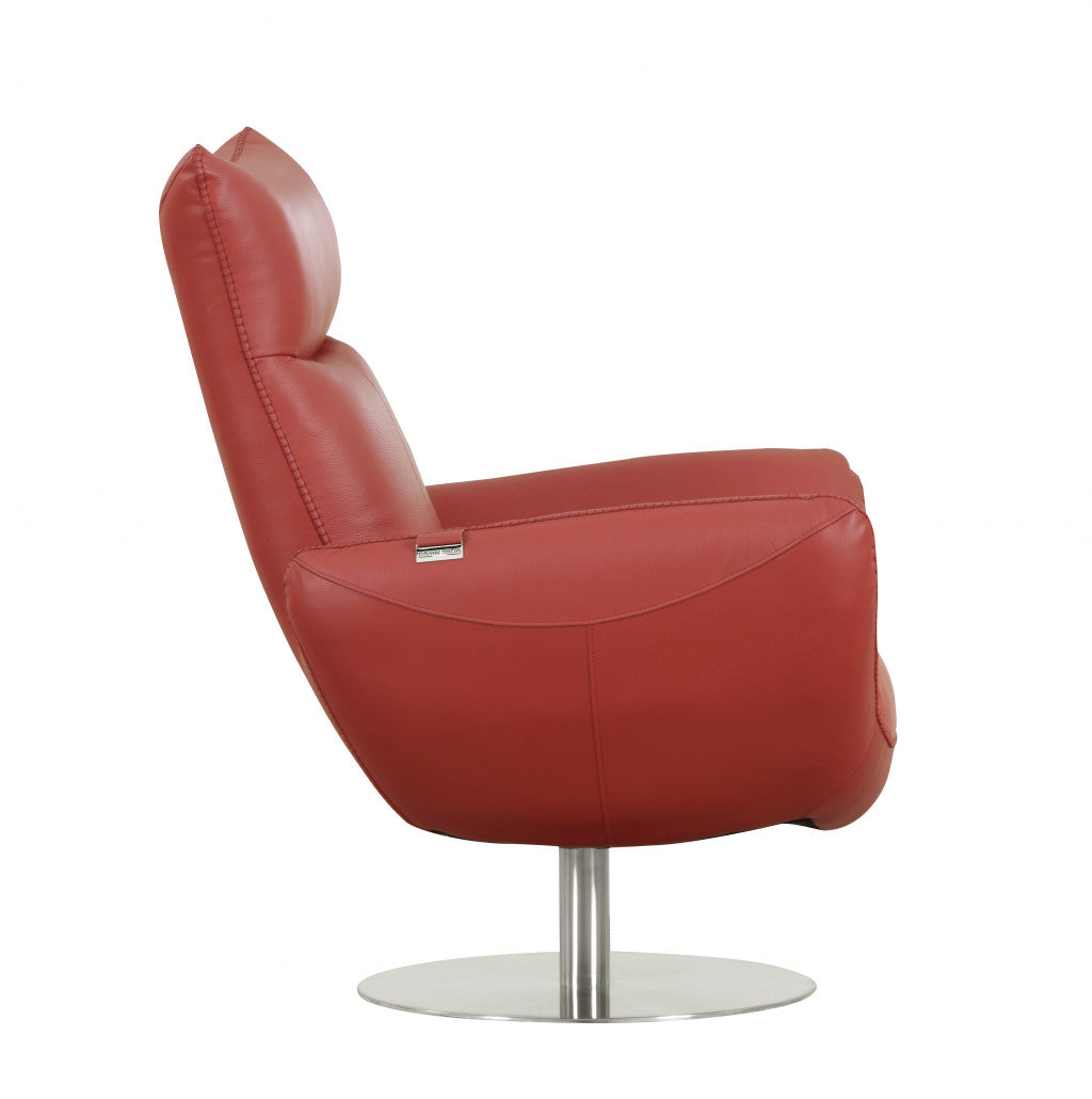 43" Red Contemporary Leather Lounge Chair